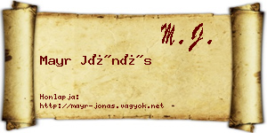 Mayr Jónás névjegykártya